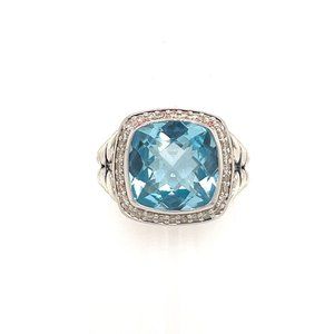 David Yurman Authentic Estate Topaz Diamond Albion Ring 8.5 Silver 0.22 DY218